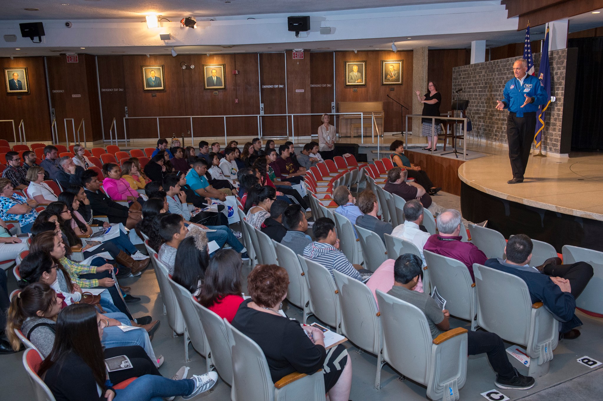 Danny Olivas gives the keynote address Oct. 12 during a National Hispanic Heritage event for team members of the Marshall Center