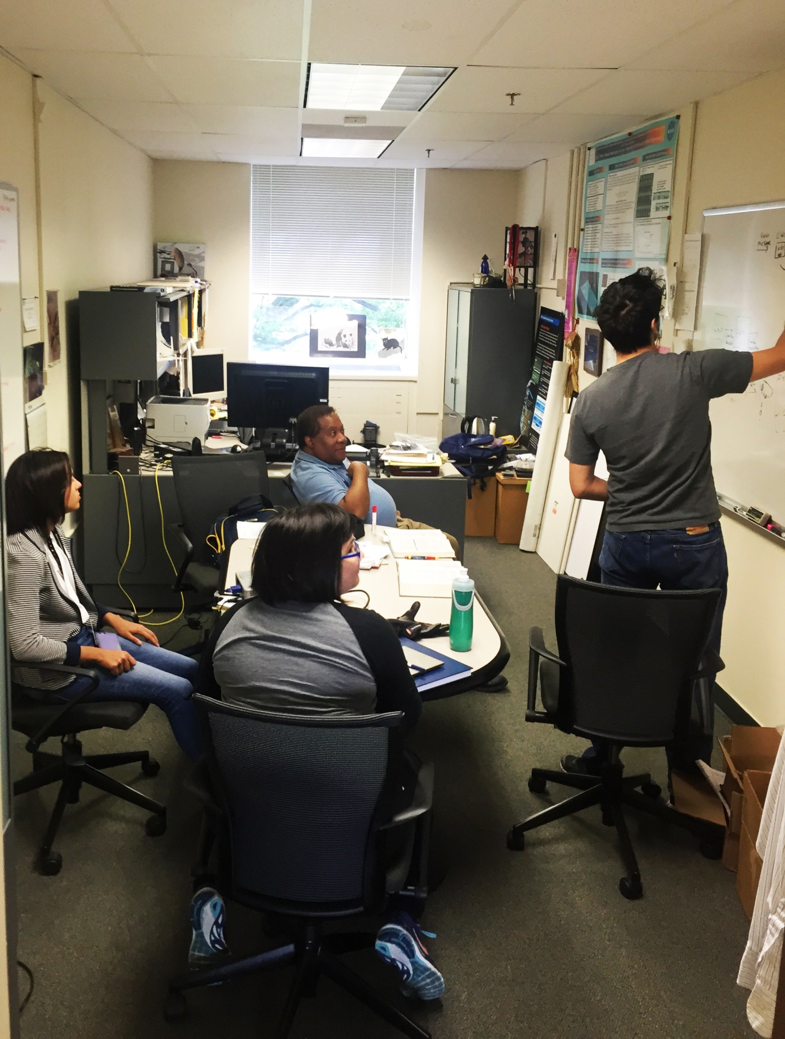 Harry Shaw, top center, mentors three interns during summer 2016.