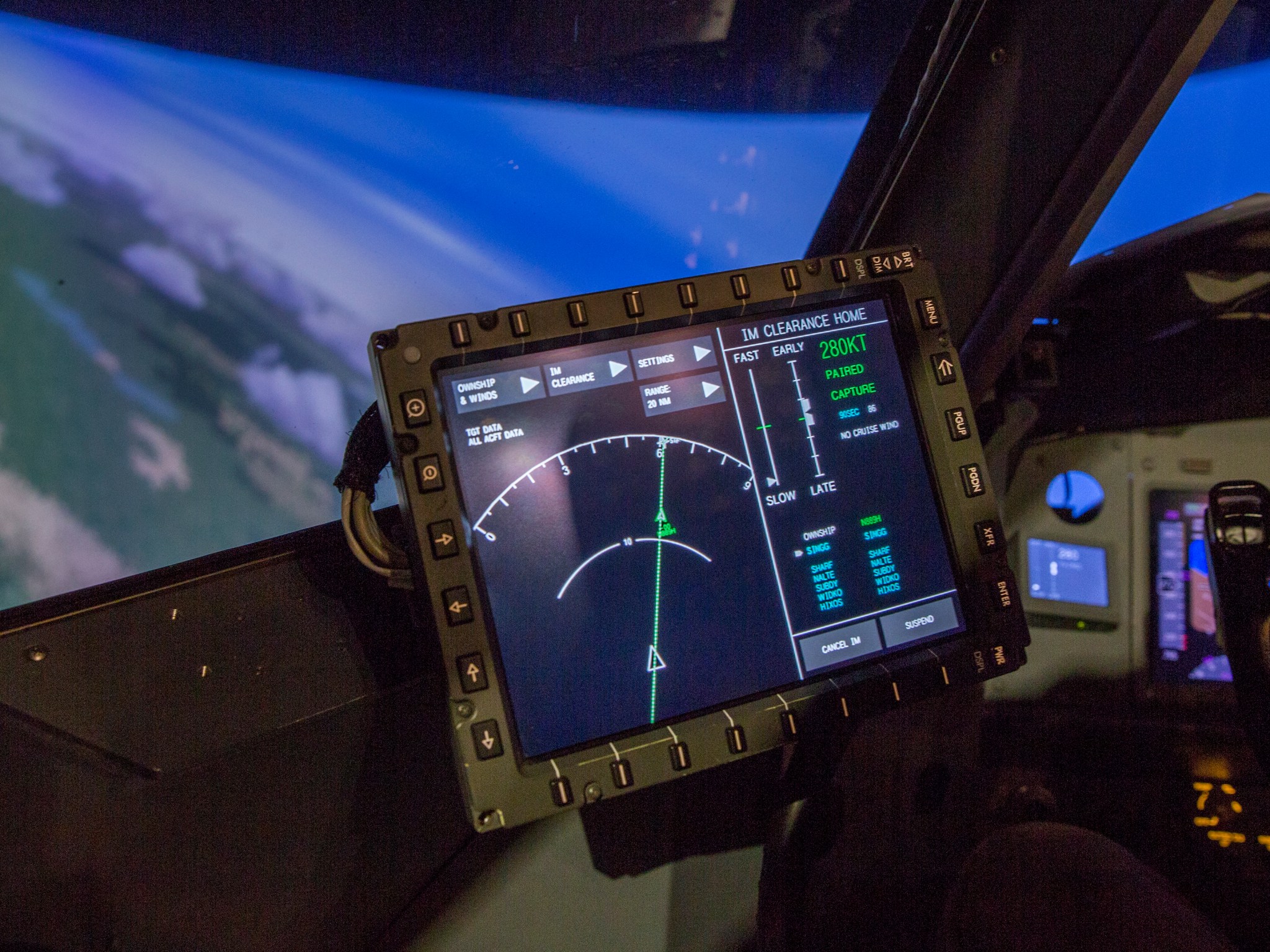 Display inside a cockpit.