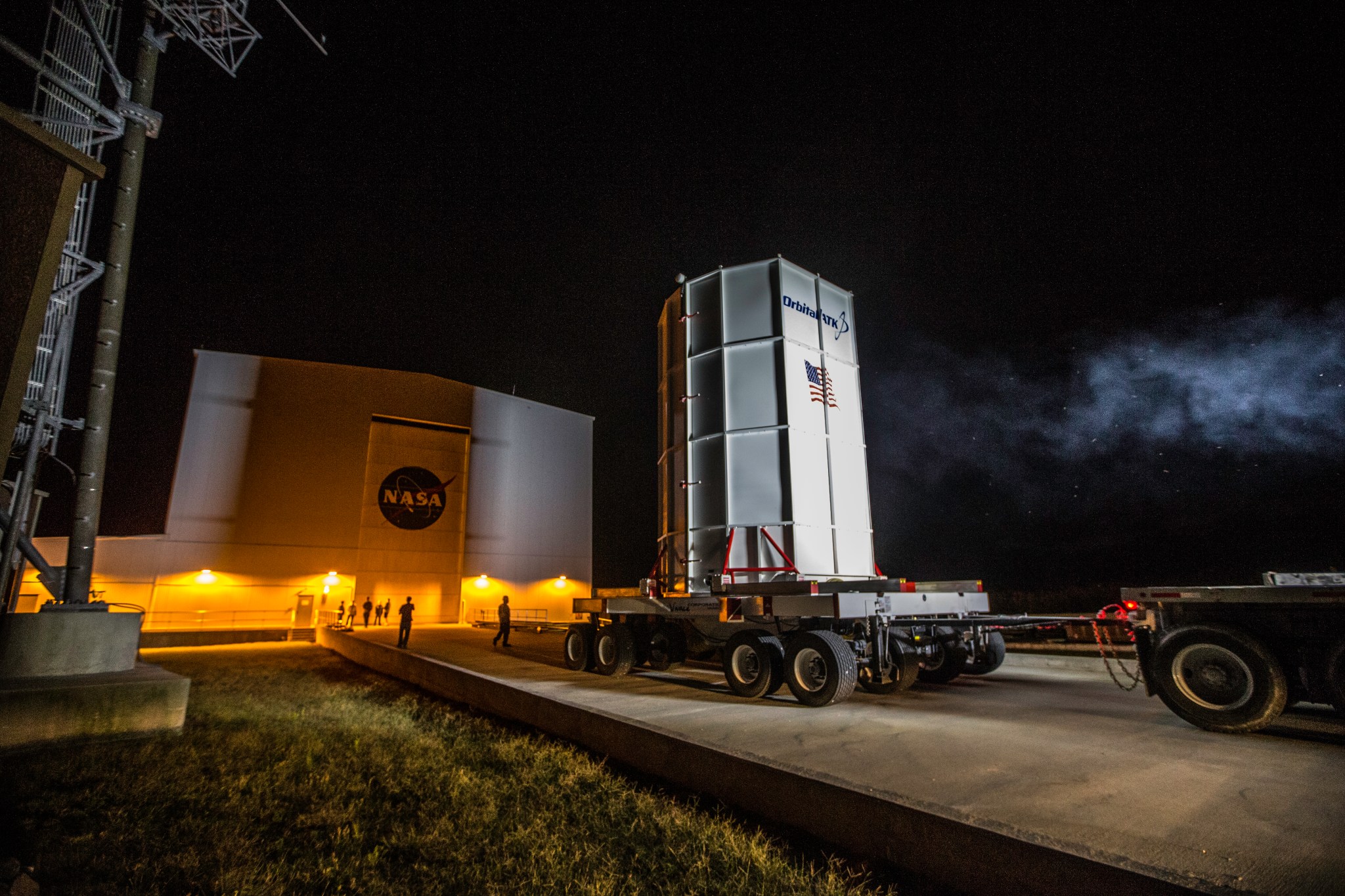 Orbital ATK's Cygnus spacecraft arrived on Oct. 2, 2016 at the Horizontal Integration Facility at NASA's Wallops Flight Facility