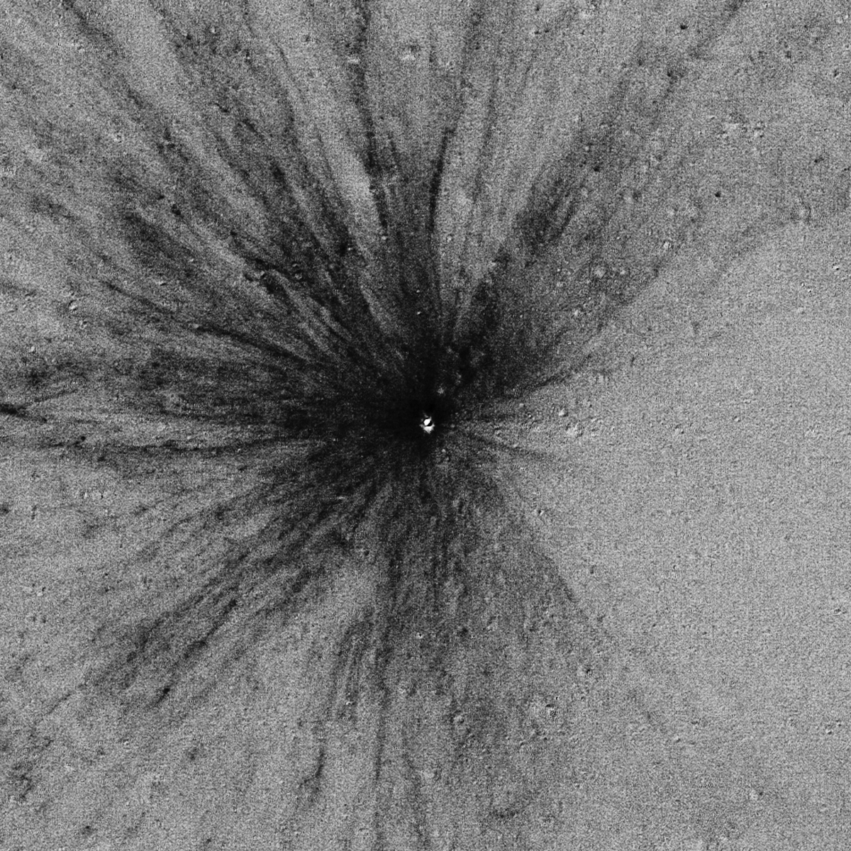 LROC ratio image revealing a new crater on the Moon