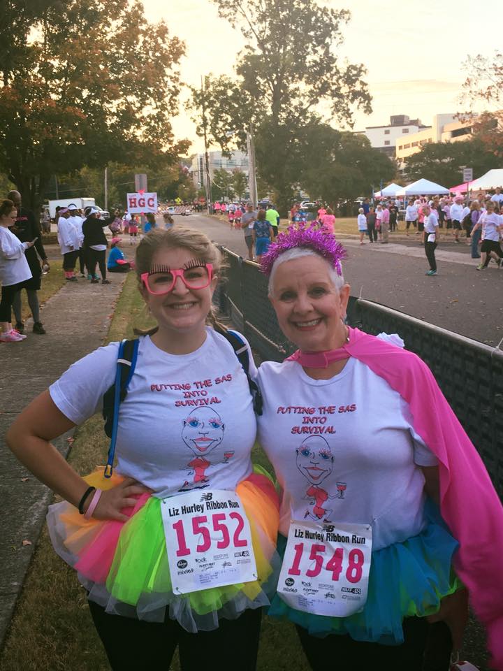Stroud, right, completed the Liz Hurley Ribbon Run on Oct. 15 with her daughter, Hillary, left.