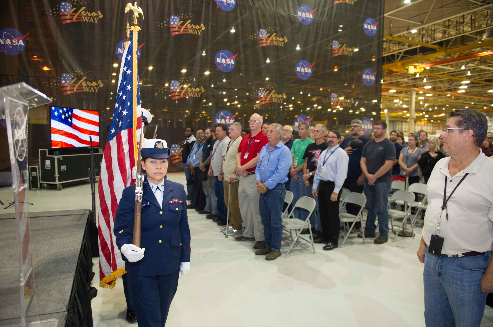 Members of the U.S. Coast Guard present the colors at the annual Veterans Day Celebration.