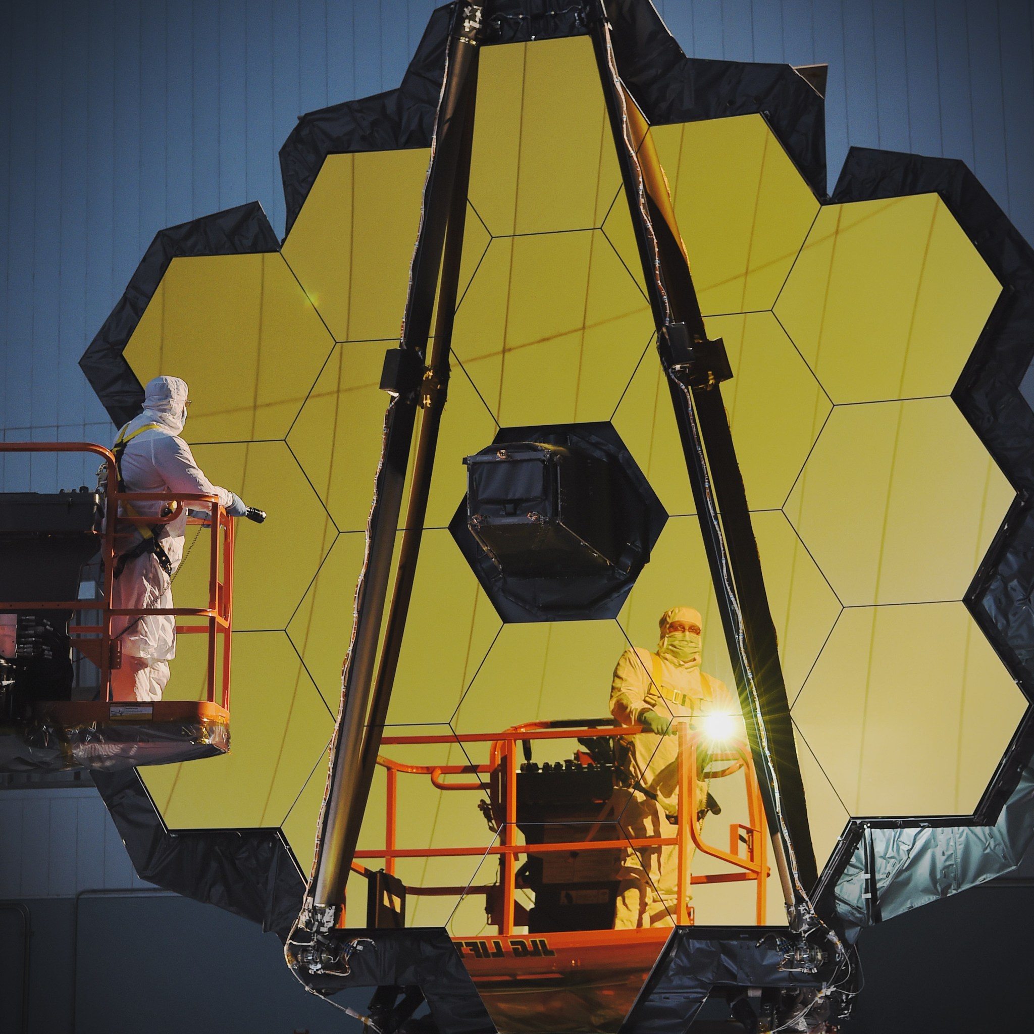 Engineers conduct a "Center of Curvature" test on NASA's James Webb Space Telescope.