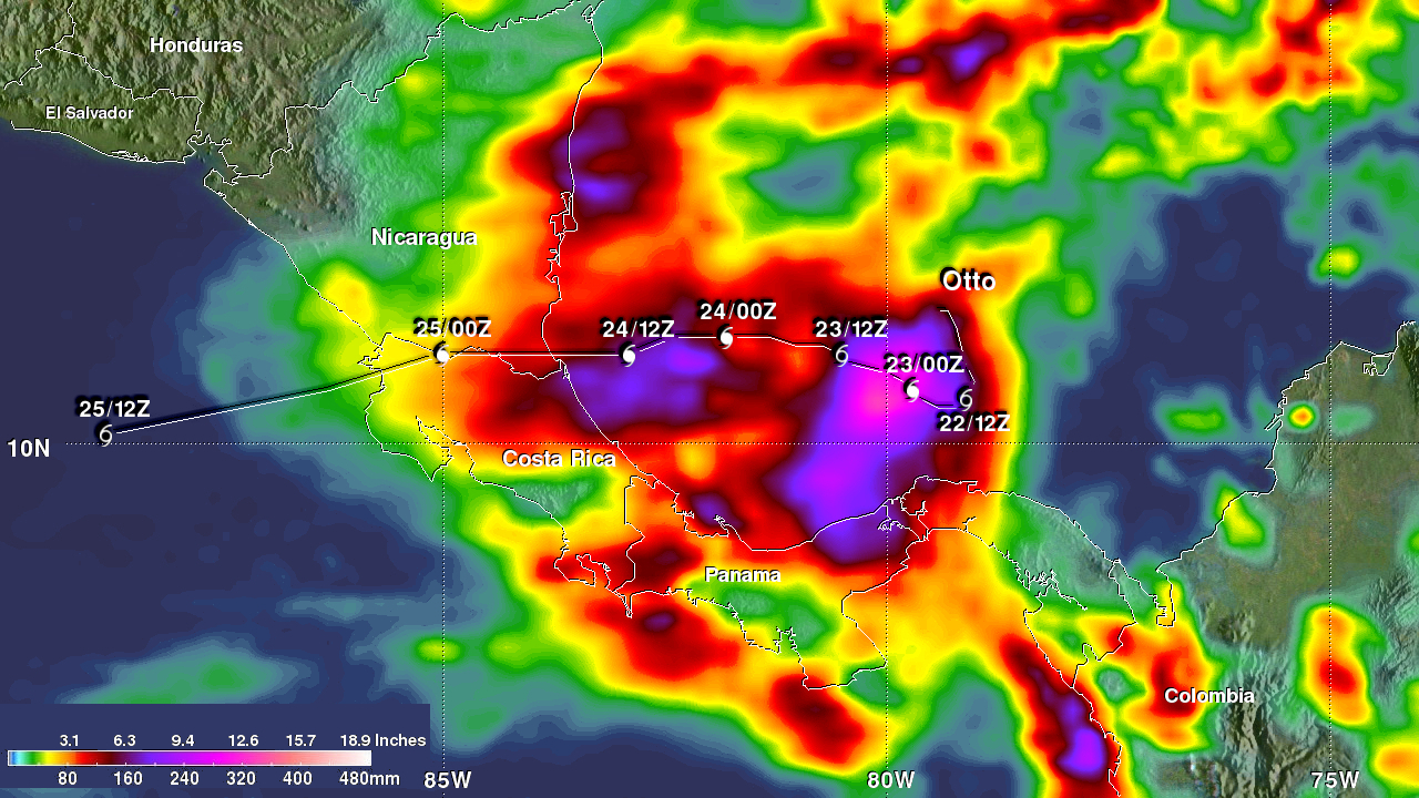 IMERG rainfall totals north of Panama
