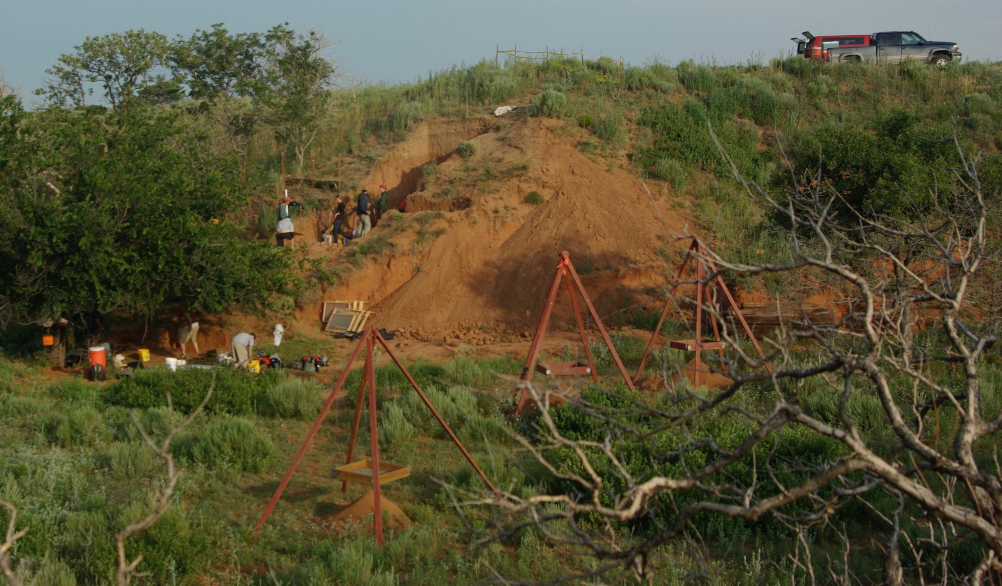 Archaeological team using lidar scanning