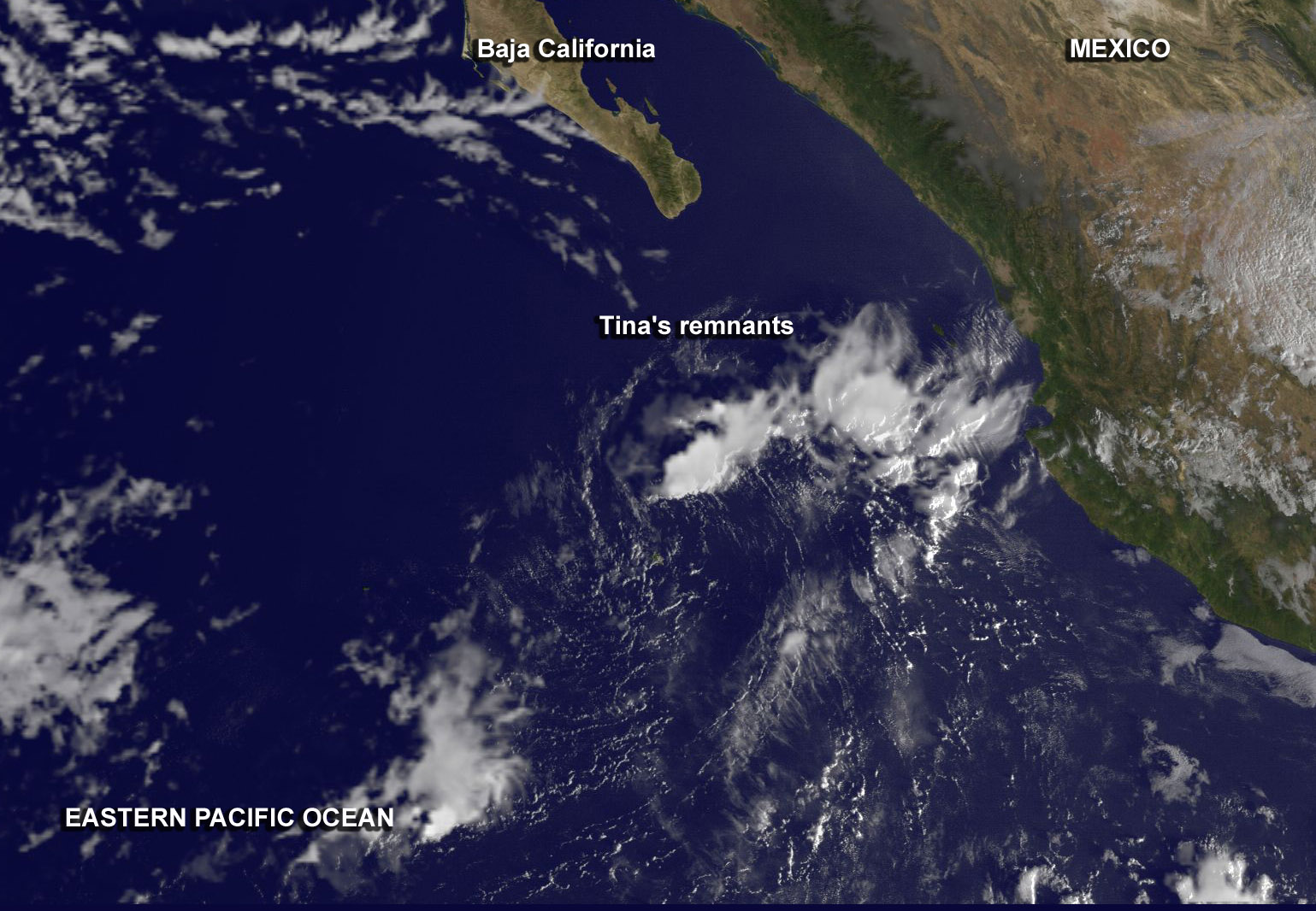 Tropical Depression Tina seen by GOES