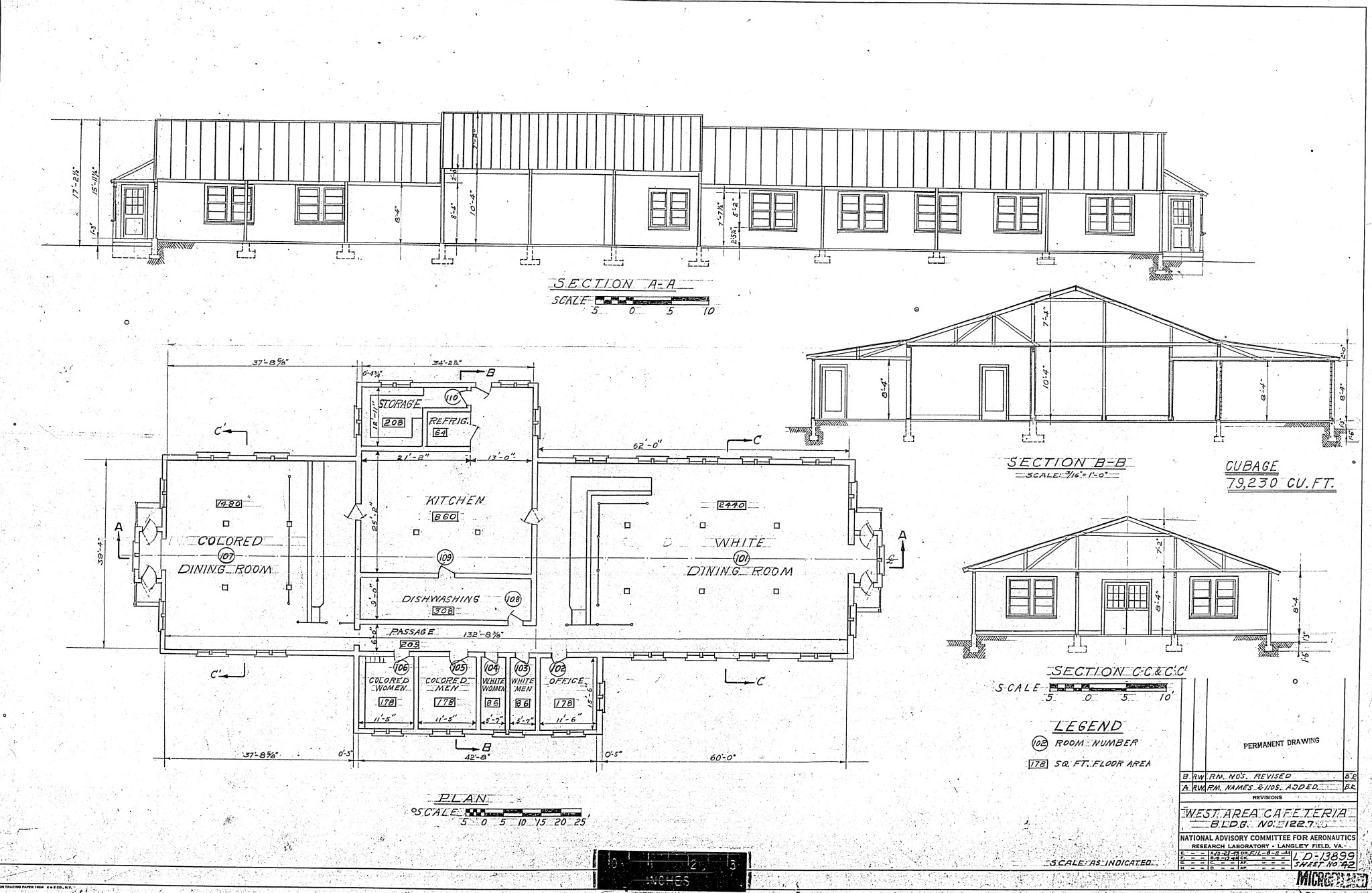 West Area Cafeteria (building 1227) from 1944-1948 showing segregated dining