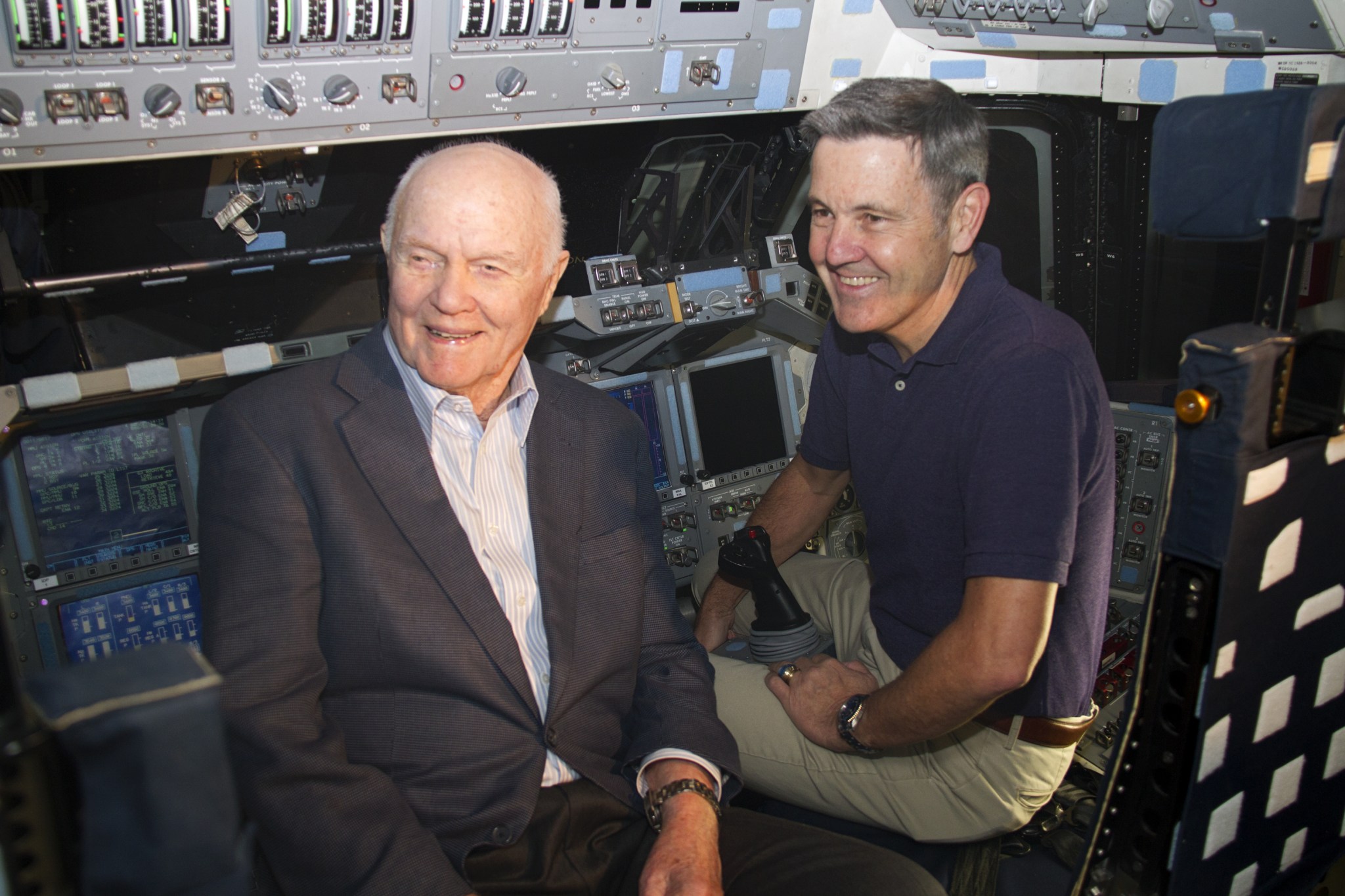 John Glenn and Bob Cabana in Discovery