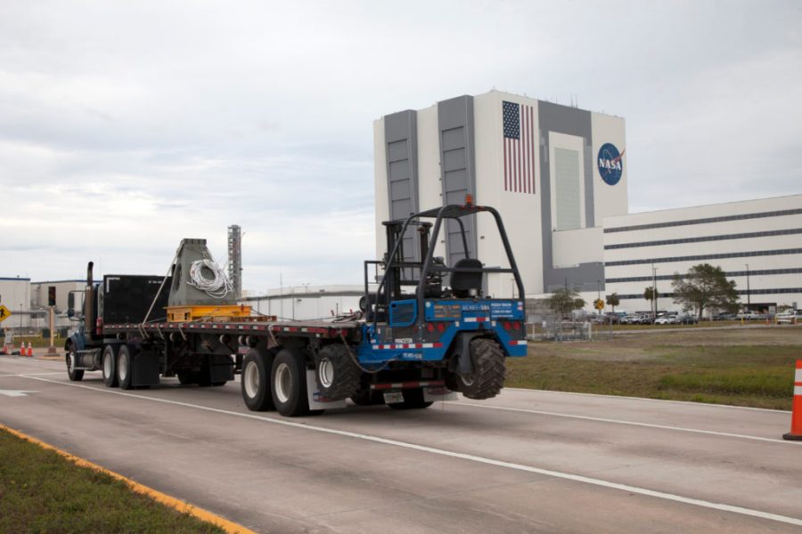 Vehicle Support Post is moved to the Mobile Launcher Yard on Dec. 9.