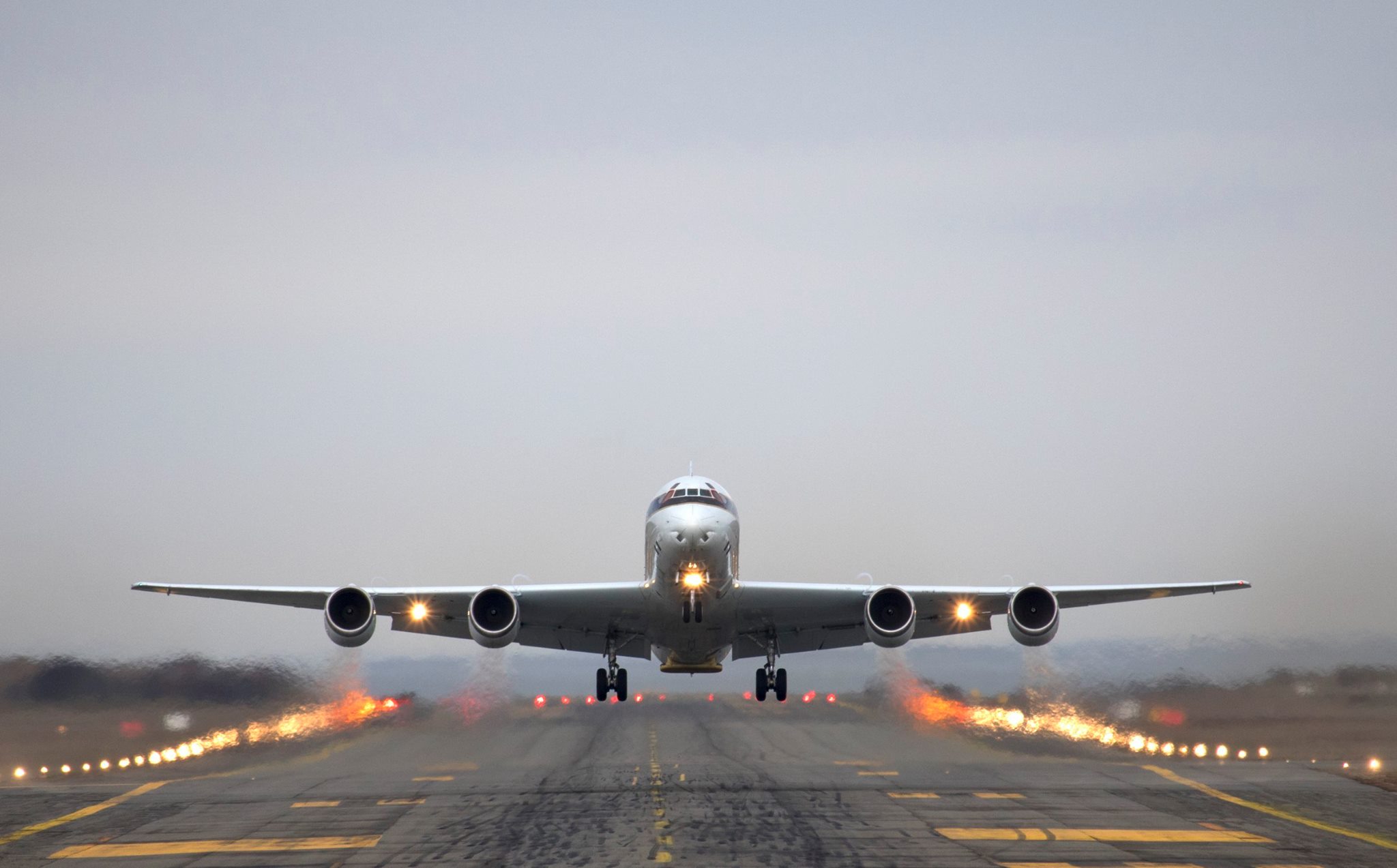 NASA’s DC-8 takes off from the Punta Arenas airport during its fourth Operation IceBridge science flight.