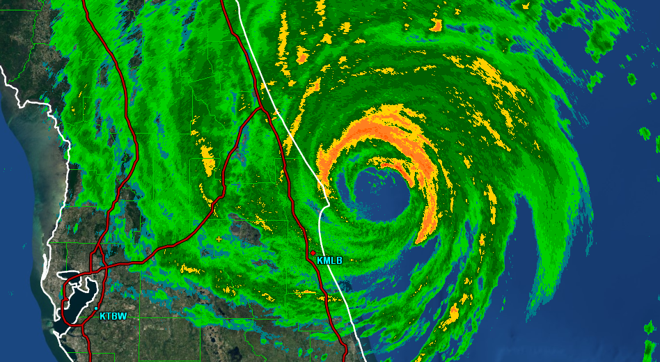 The eye of Hurricane Matthew is clearly visible in this National Weather Service radar image as the storm approached Florida.