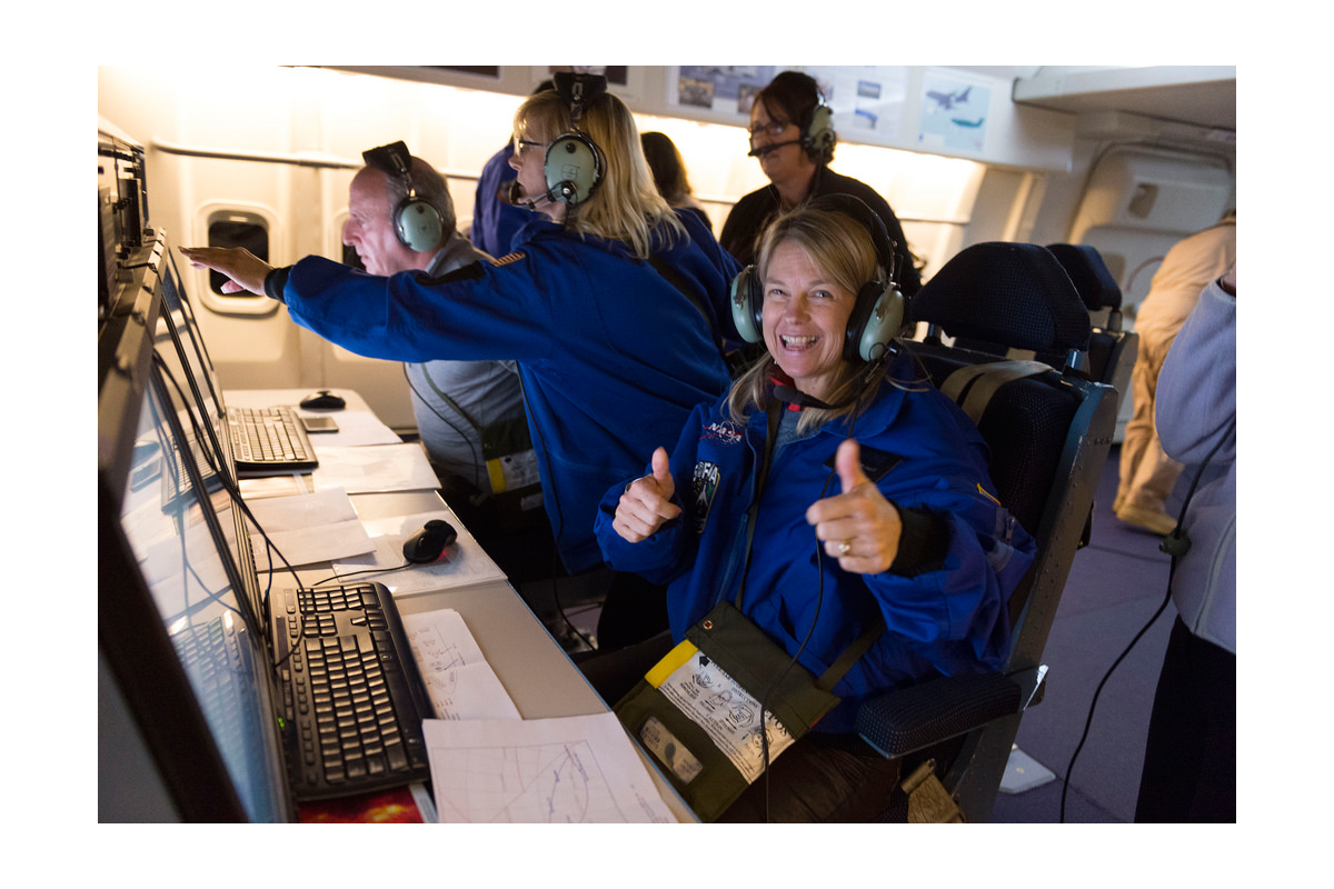 NASA Deputy Administrator Dava Newman flies aboard the Stratospheric Observatory for Infrared Astronomy (SOFIA).