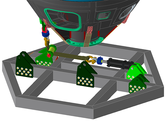 Innovative mechanism that uses low-stretch straps to route point loads to a structure.