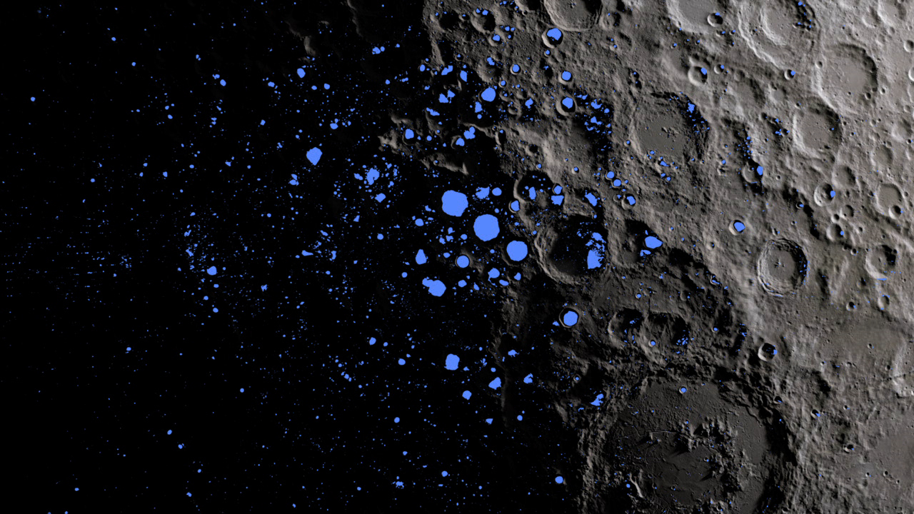 Map of permanently shadowed regions at lunar pole