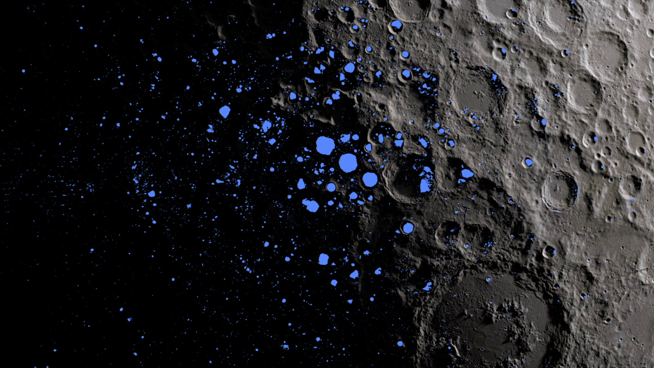 Map of permanently shadowed regions at lunar pole