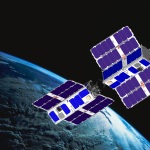 Smallsats in space above the Earth.