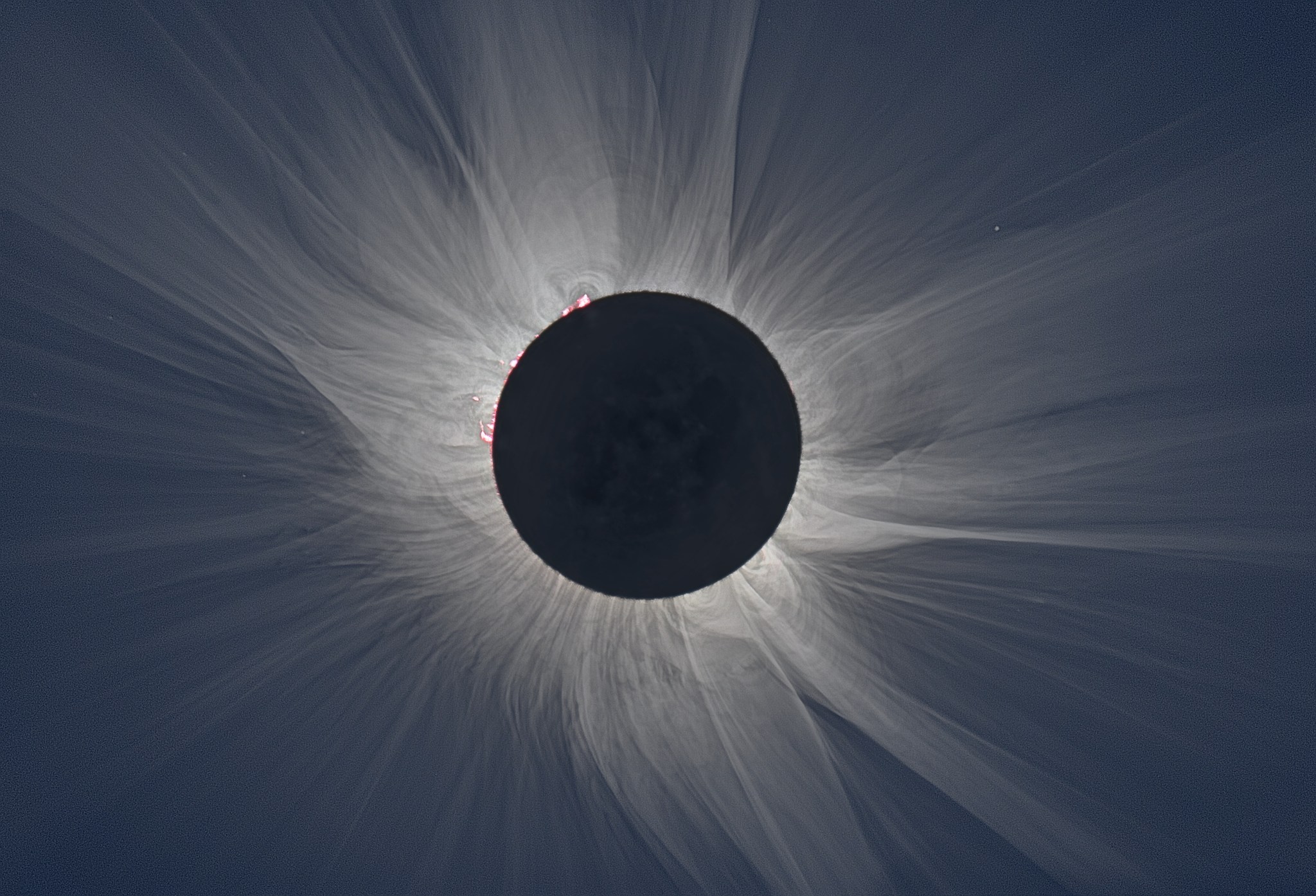 white light image of the solar corona during totality of a solar eclipse