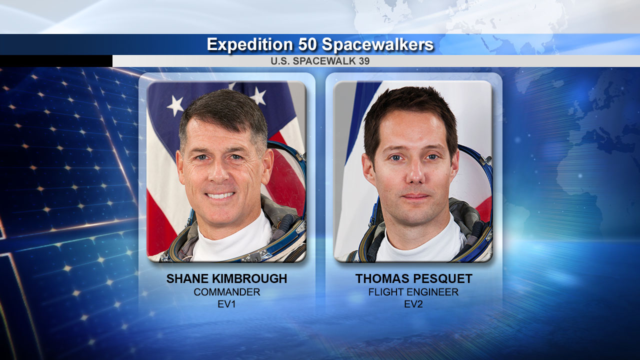 Astronauts Shane Kimbrough and Thomas Pesquet