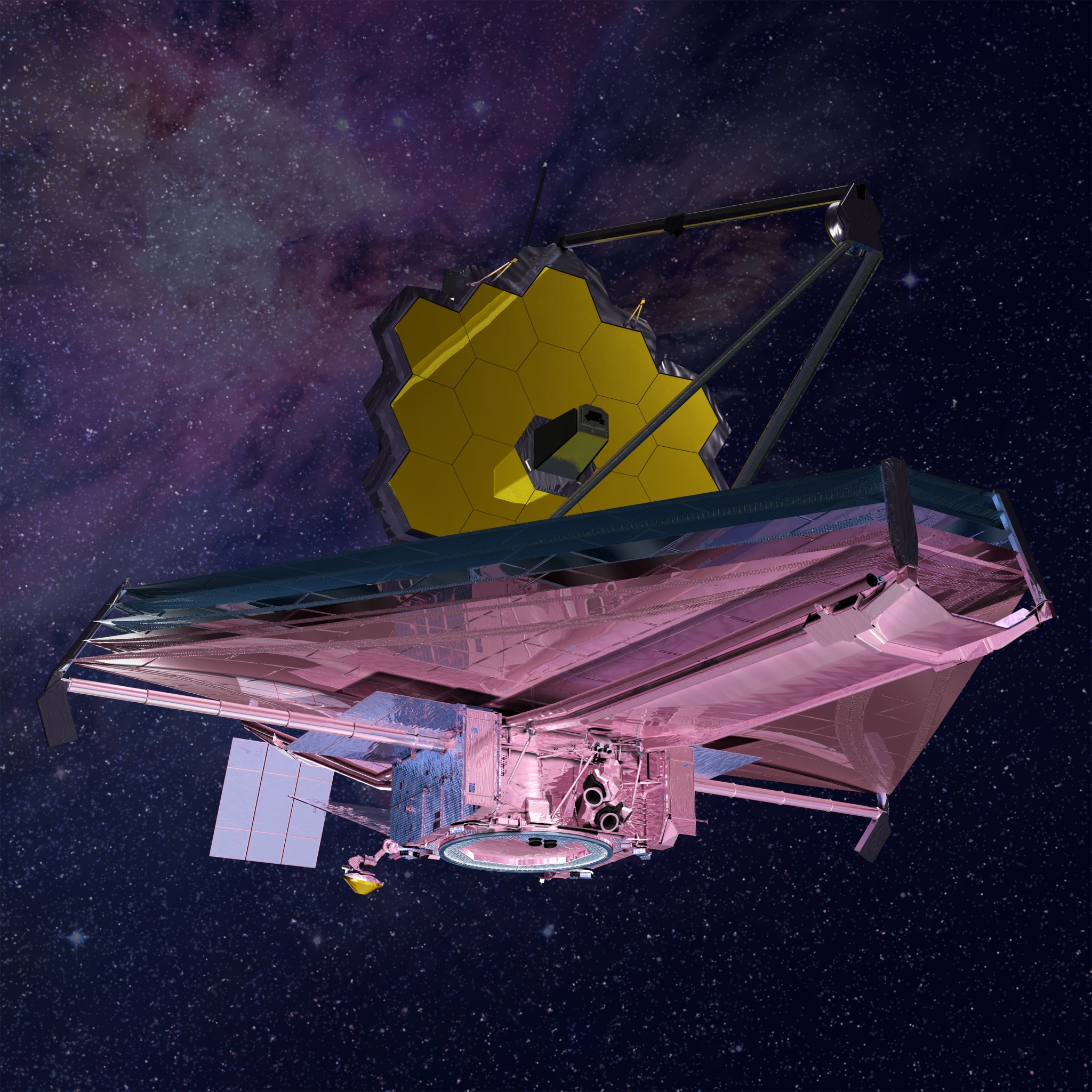 computer graphic rendering of JWST