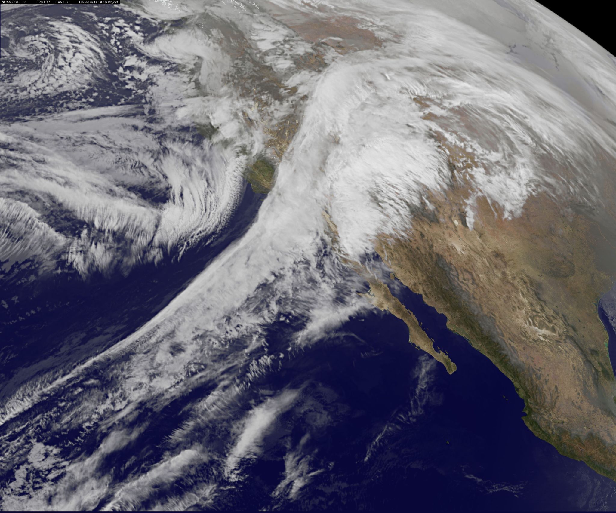 GOES image of winter storm in the Pacific Northwest