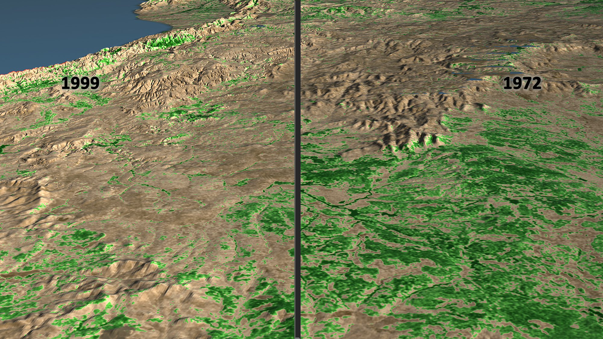 side-by-side image showing deforestation