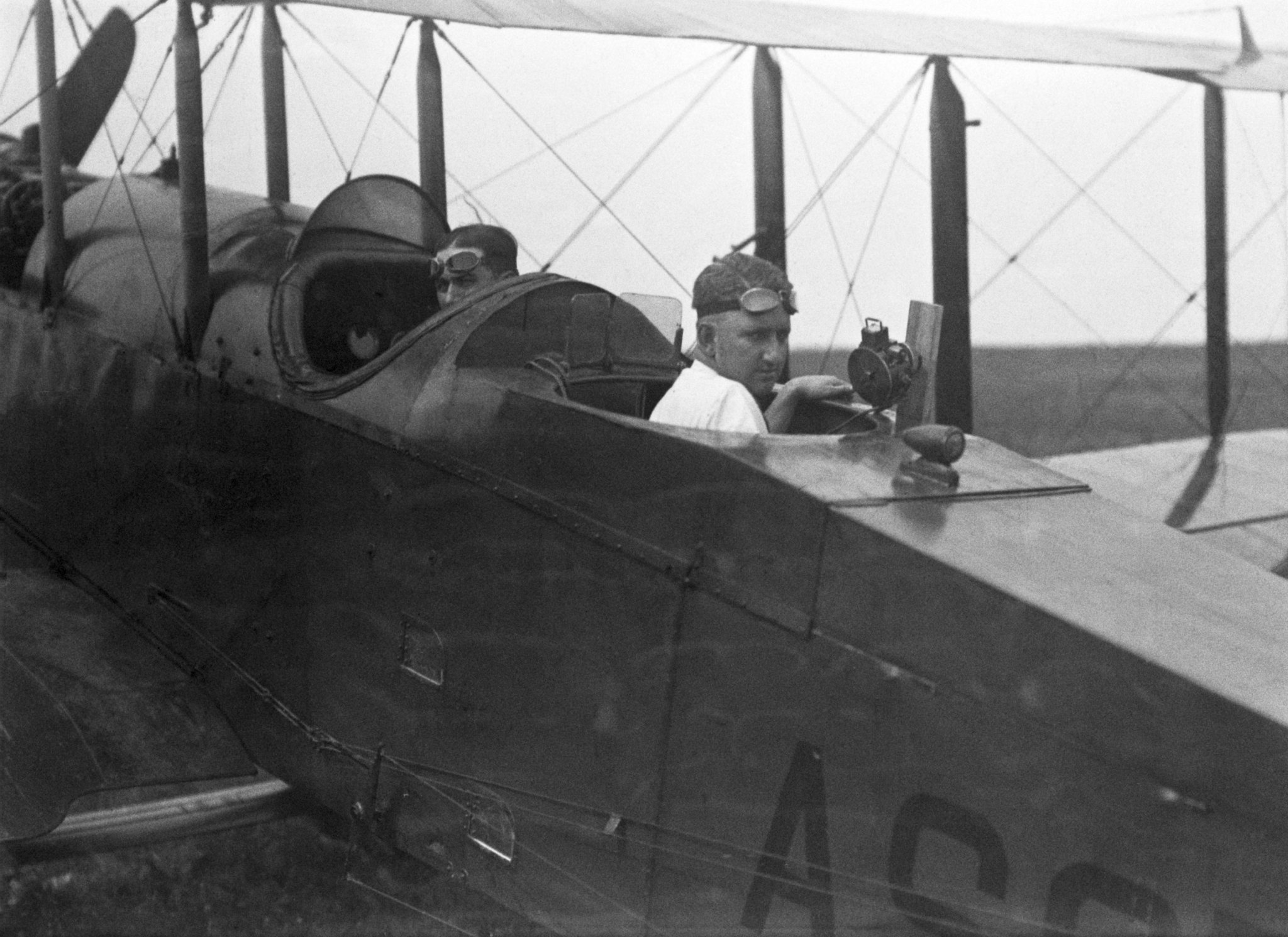 NACA's first civilian research pilot, Thomas Carroll, (front) and engineer John W. Crowley, Jr (rear).