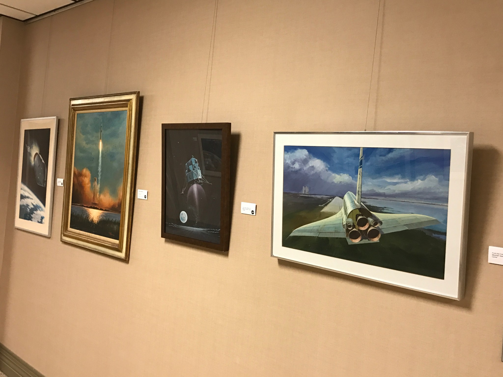 Artwork produced for and by the Marshall team and NASA from 1959-1990 is currently on display at the Arts Huntsville gallery.