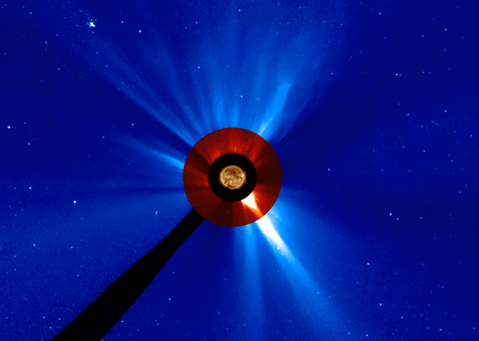 composite animation of CME as observed by satellites