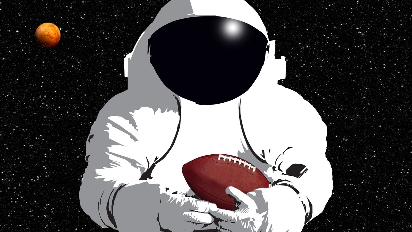 Football floats aboard the space station