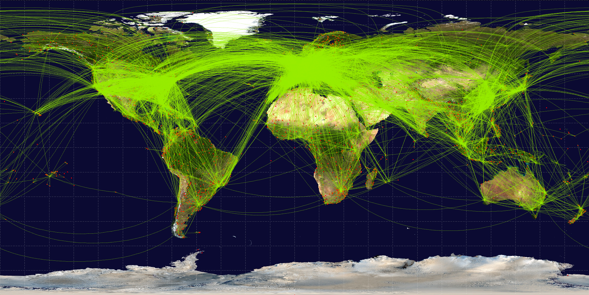Map with flight patterns.