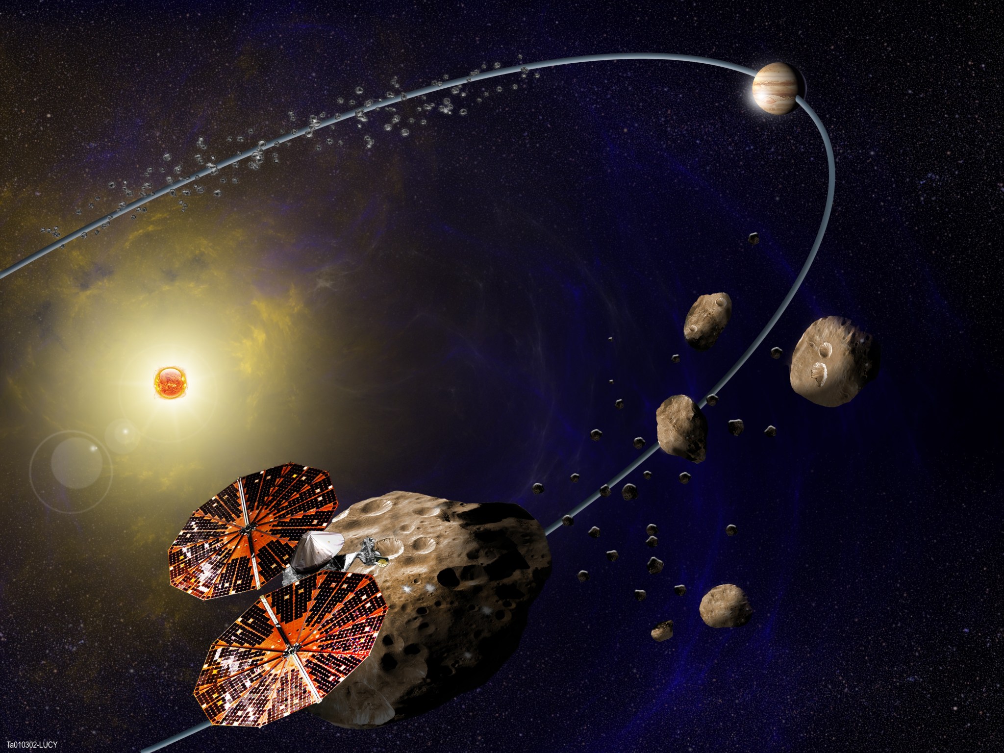 artist concept (not to scale) of Lucy mission