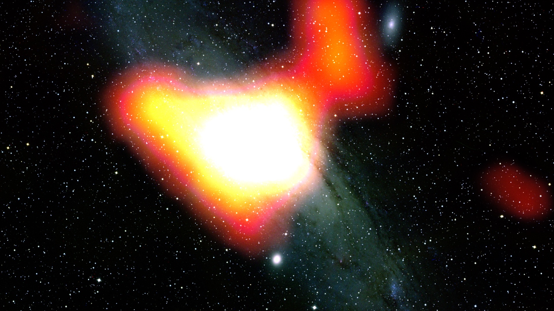 image of M31 with gamma-ray excess highlighted
