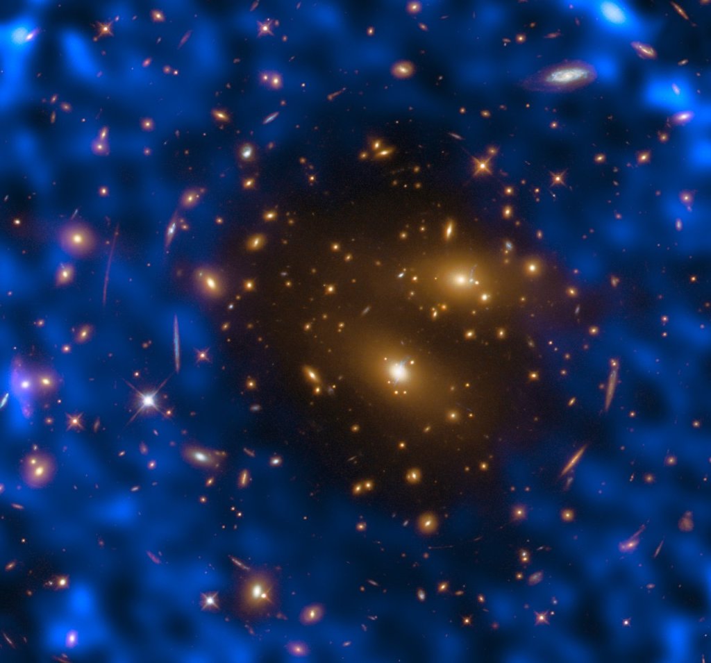 scattered galaxies with a blue haze