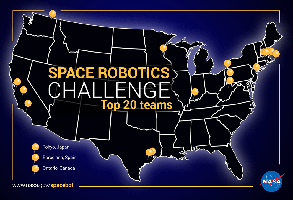 Space Robotics Challenge Top 20 Teams Finalists Map