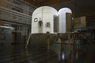 The prototype lunar habitat when it is fully inflated.