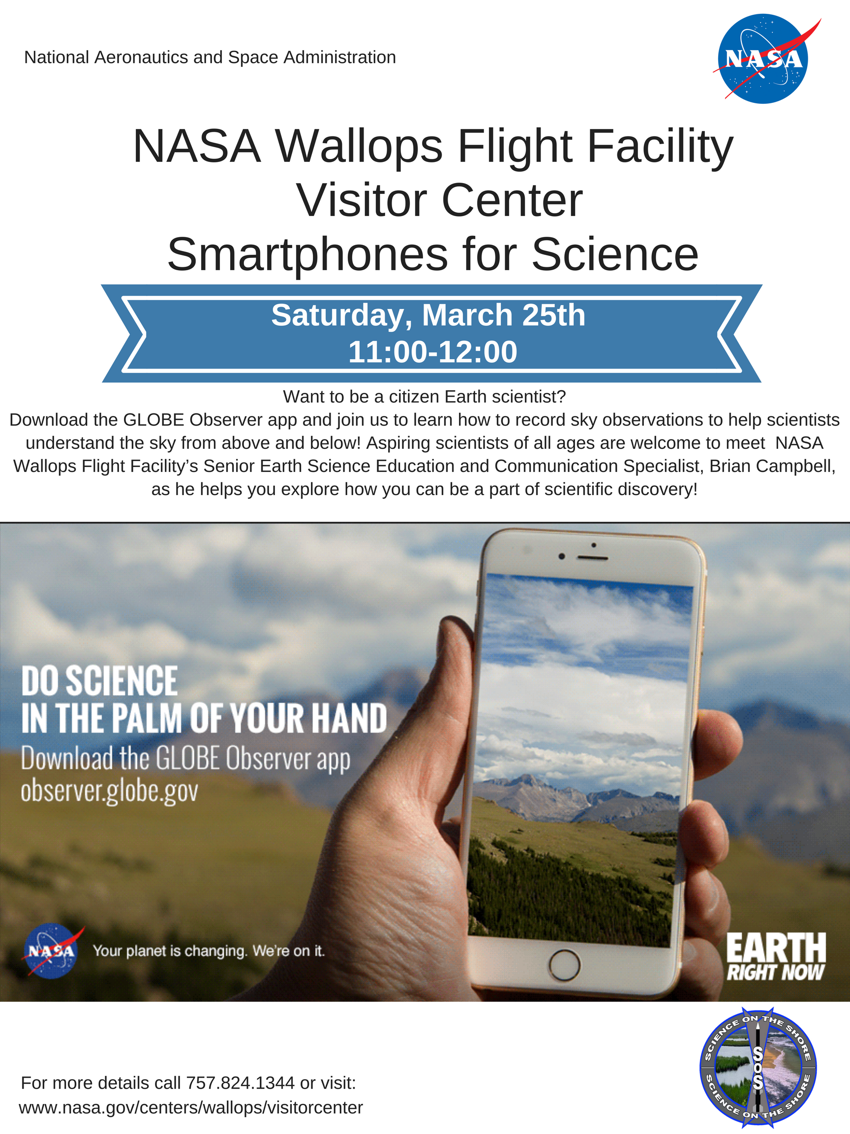 Using Smartphones for Science at NASA Visitor Center March 25