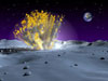 This artist's rendering of a small but powerful meteor strike on the surface of the moon.