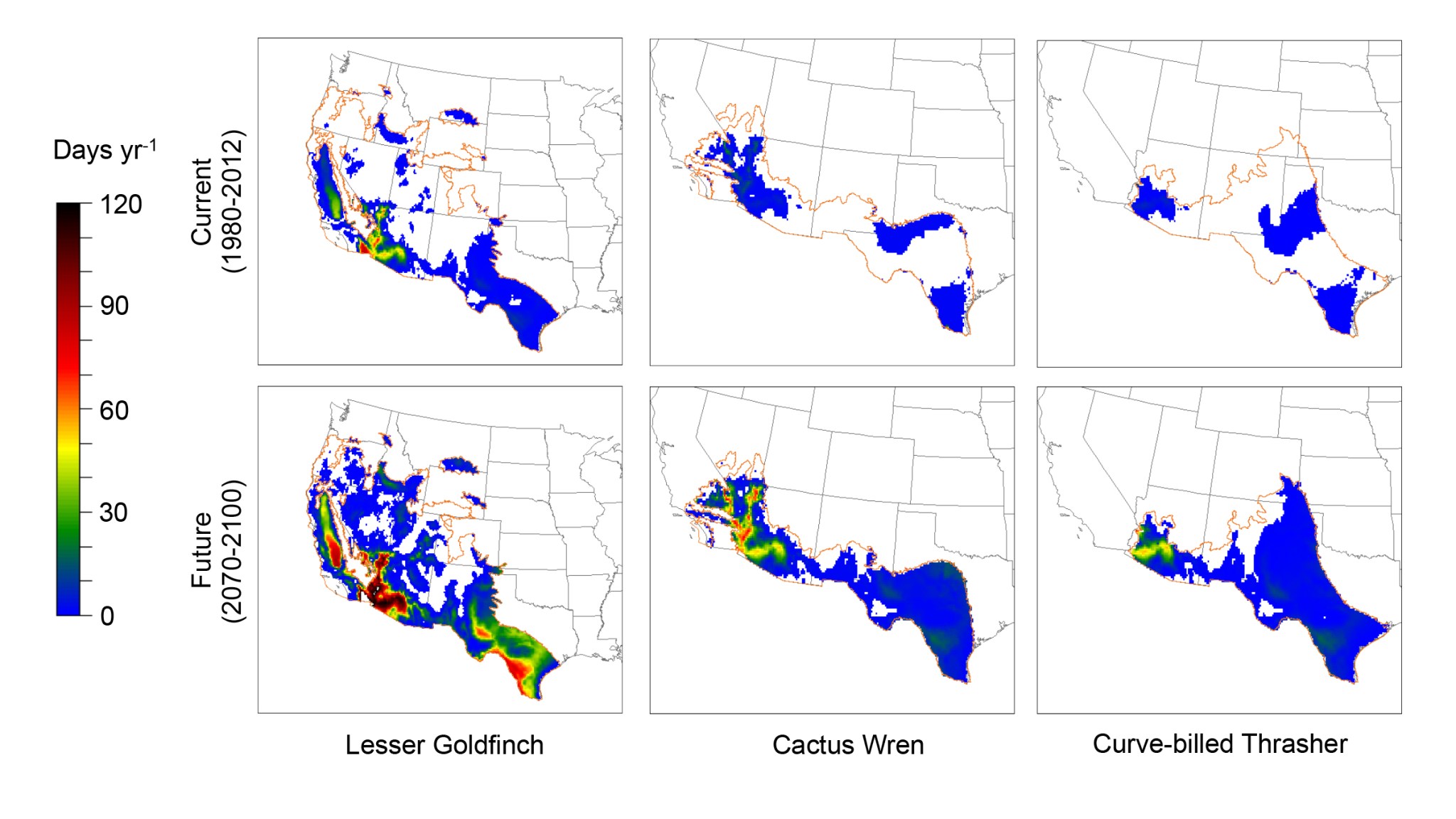 panel of maps of US soutwest with data overlays