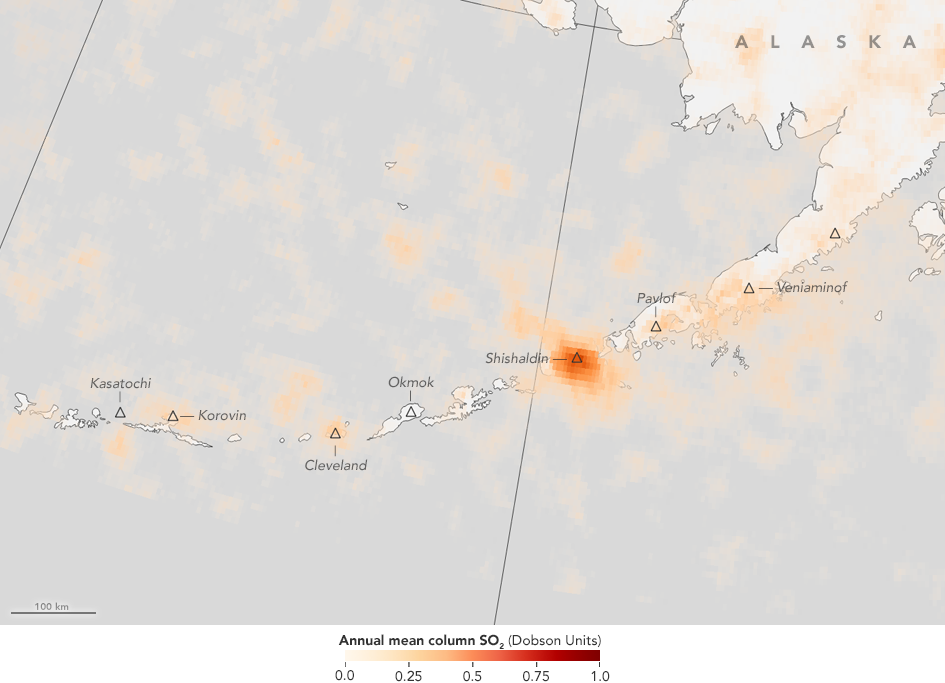 map of aleutian islands with orange data overlay