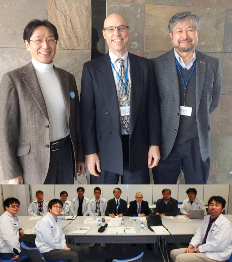 Ames Program Manager Michael Fletcher (center) with Dr. Shigeru Obayashi (Tohoku University) (left) and Dr. Yuichi Matsuo (JAXA) (right)
