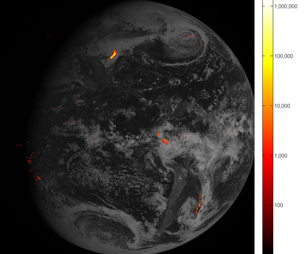 This is one hour of GOES-16's Geostationary Lightning Mapper (GLM) lightning data from Feb. 14.