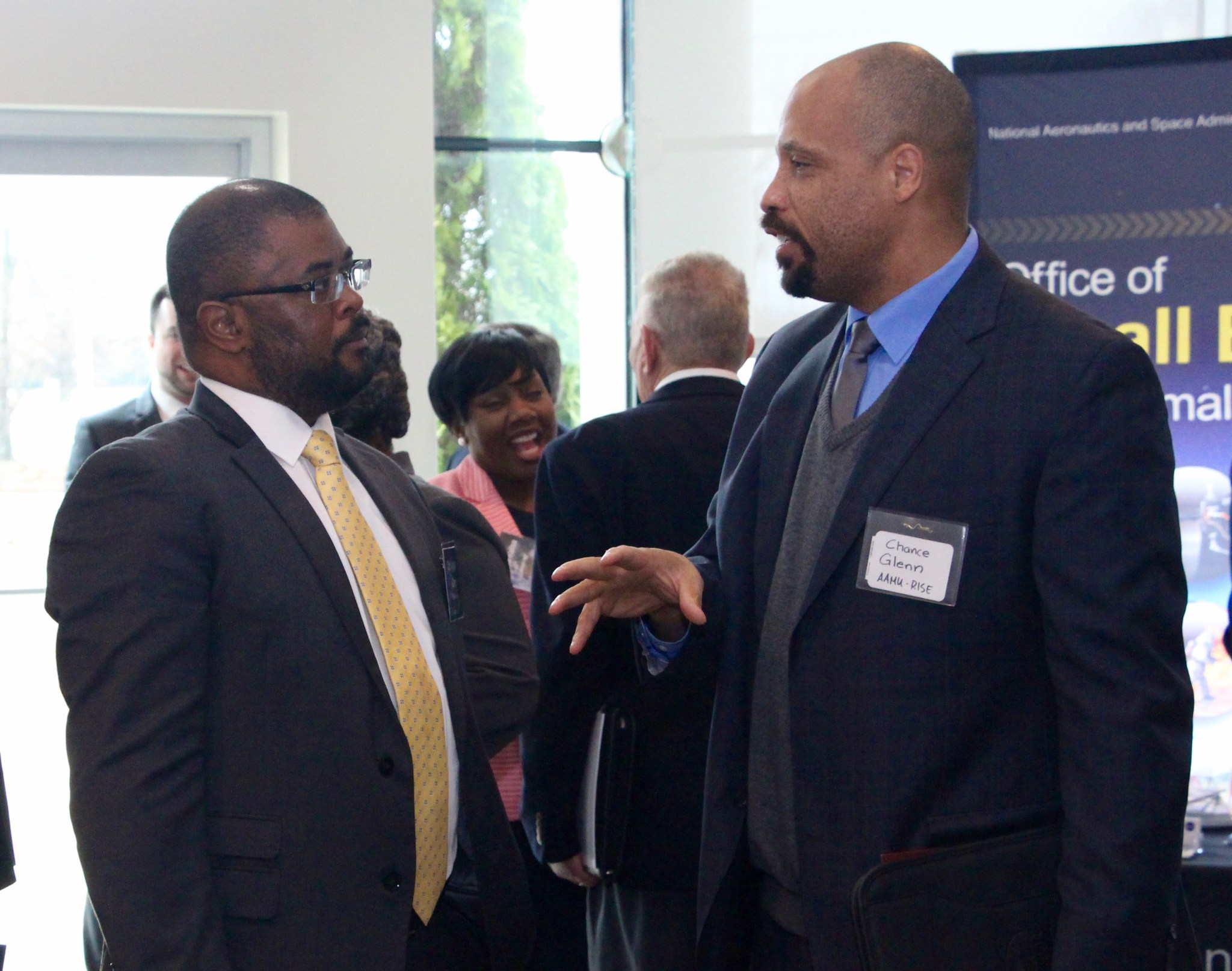 Joseph Grant, left, talks with Chance Glenn.