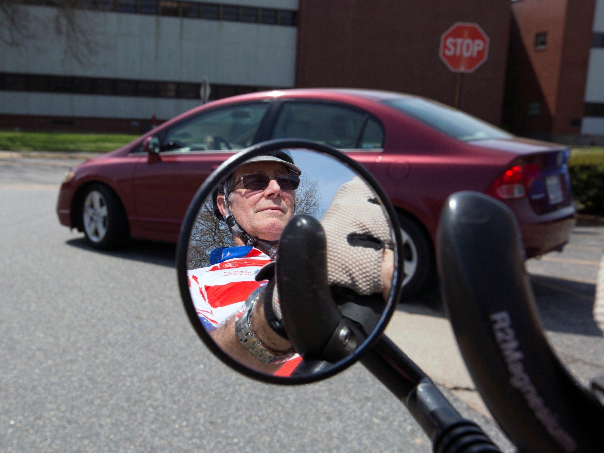 Robb Myer pedaling at NASA's Langley Research Center.
