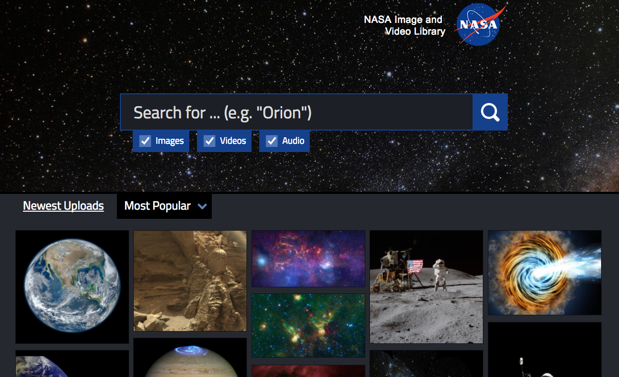 140,000 NASA images, videos and audio files are available on the NASA Image and Video Library.