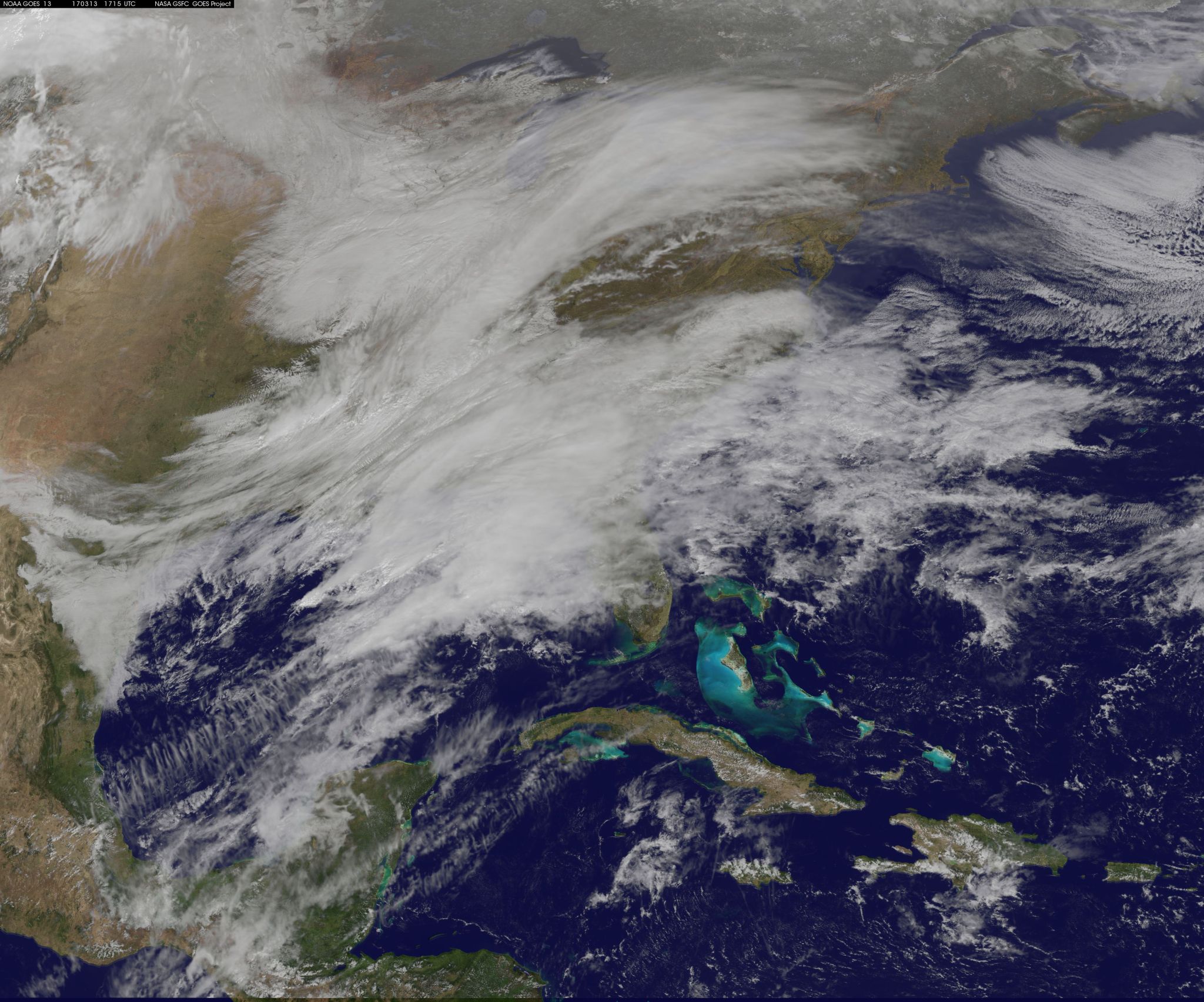 GOES image of March snow storm