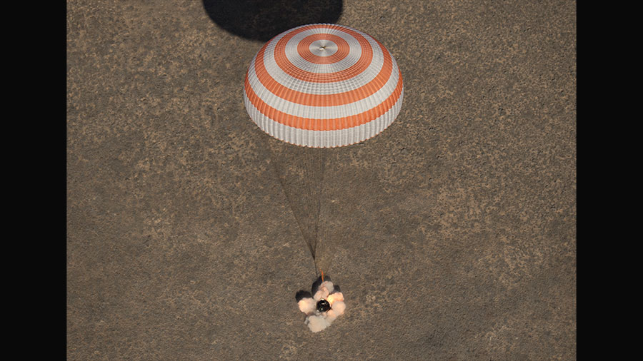 Soyuz MS-02 Spacecraft Lands