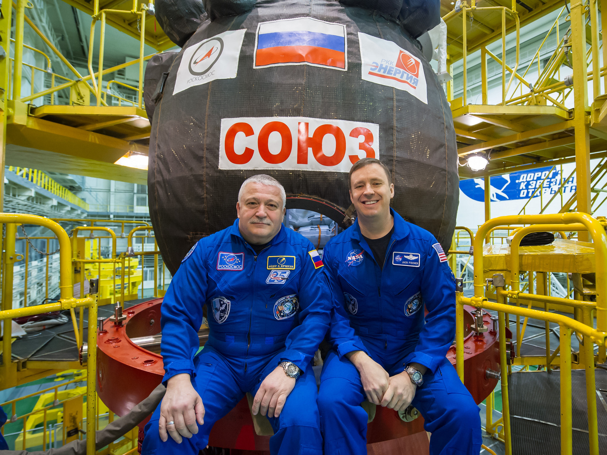 Fyodor Yurchikhin of the Russian space agency Roscosmos and Jack Fischer of NASA