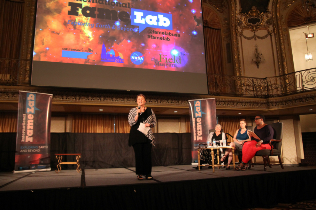 Mary Voytek, an astrobiology program scientist for at NASA, opened the 2015 AbSciCon Regional Heat of FameLab USA
