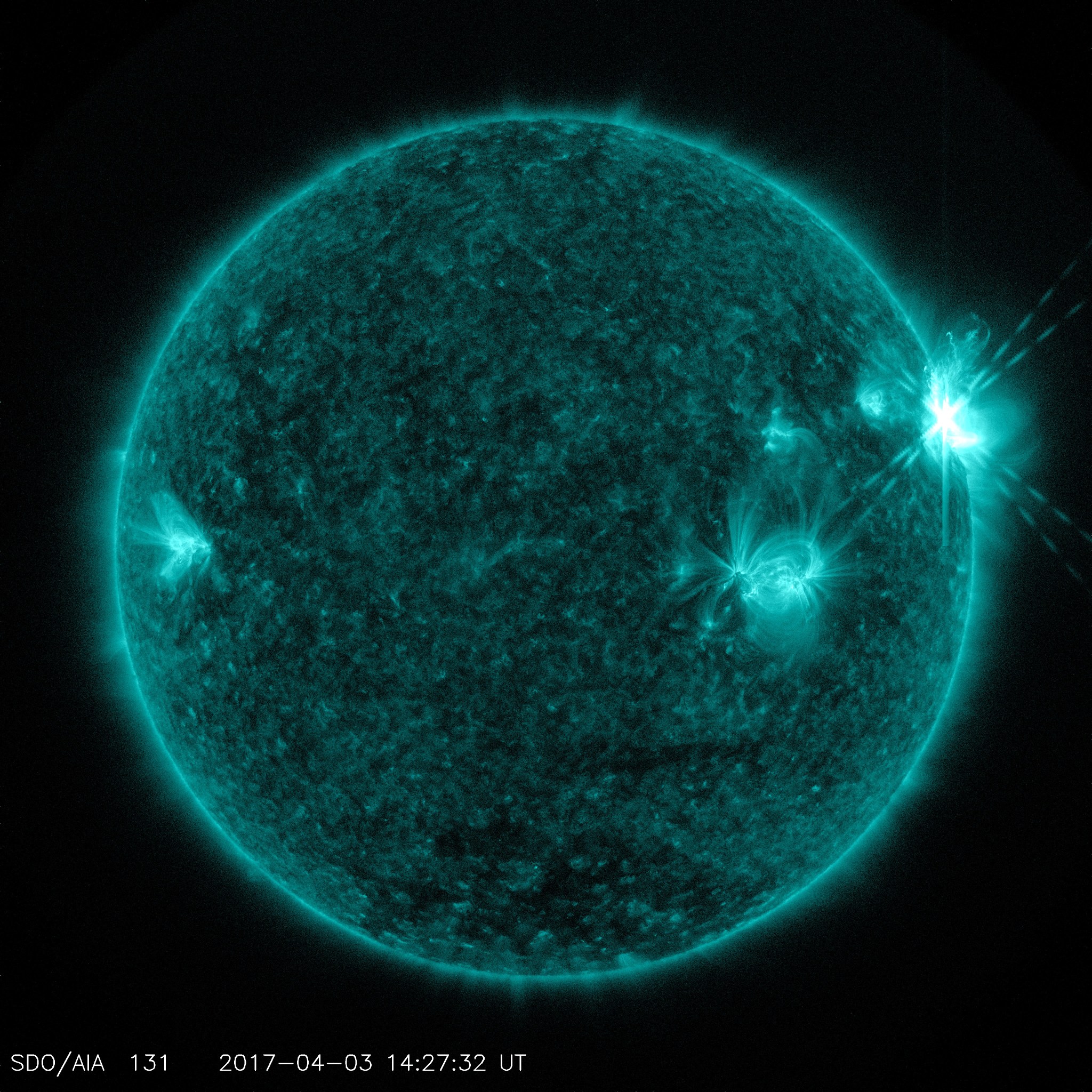 SDO solar flare image from April 3, 2017